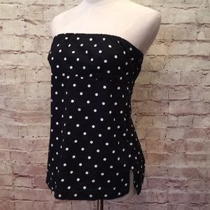 Black White Polka Dot Strapless Top Cotton Summer